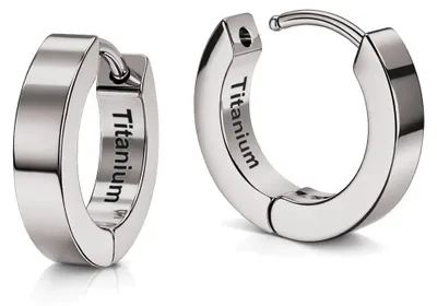 Produktbild von G23 Titan Klappcreolen Uni Silber Gold Schwarz Leichte Creolen Ohrringe - Ø 14mm / 3mm breit silber
