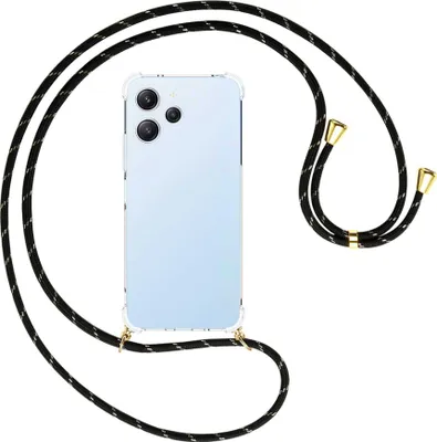 Produktbild von Handykette Backcover-Schutzhülle mit Band (Metall goldfarben) für Xiaomi Redmi 12 (6.79'') - schwarz/gold