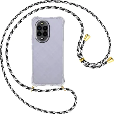 Produktbild von Handykette Backcover-Schutzhülle mit Band (Metall goldfarben) für Huawei Nova 13 Pro 5G - schwarz/grau/weiß