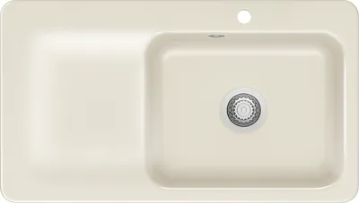 Produktbild von KeraDomo Spüle JUNA 90 in MAGNOLIE - Becken rechts mit Handbetätigung / Systemceram / Keramikspüle
