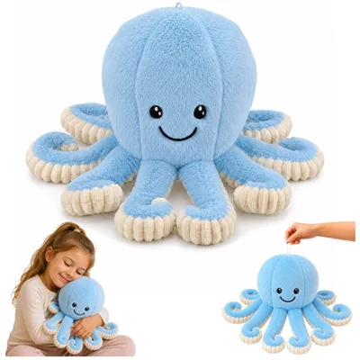 Produktbild von Plüsch-Oktopus, Kuscheltier mit elastischen Tentakeln, blau, 50 cm