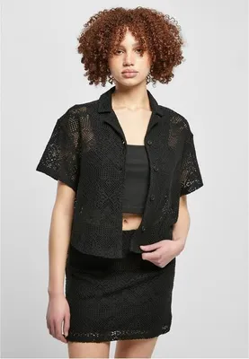 Immagine prodotto di Urban Classics - Camicia da donna in pizzo all'uncinetto nero - 5XL