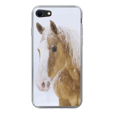 Produktbild von MuchoWow® Handyhülle Schutzhülle Hülle für iPhone 8 Pferd - Schnee - Winter Silikon Softcase Handy Hülle - Schutzhaube