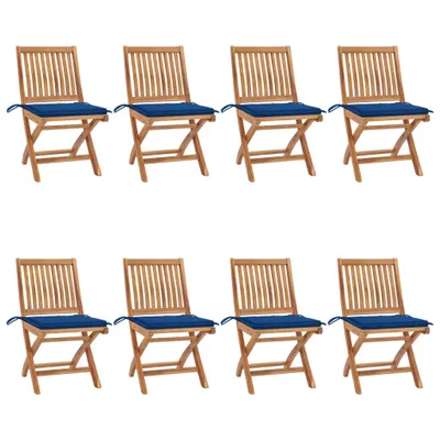 Produktbild von Klappbare Gartenstühle mit Kissen 8 Stk. Massivholz Teak