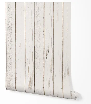 Produktbild von Selbstklebende Tapete Möbelfolie Holzoptik Weiß Vintage Shabby Chic Holzbretter Landhaus Stil Wandtapete Wohnzimmer Schlafzimmer Küche Flur Büro 2,5m x 0,5m