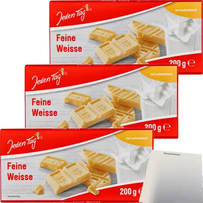 Produktbild von Jeden Tag Schokolade Feine Weisse 3er Pack (3x200g Tafel) + usy Block