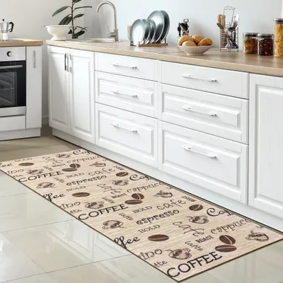 Image de Chemin de cuisine COFFEE cafe cappucino beige-marron Taille - 80 x 200 cm