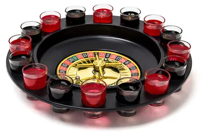 Produktbild von 2 tlg Trinkspiele Set, Drinking Ludo, Trink-Roulette, Saufspiel, Party-Spiel, Schnaps-Roulette, Erwachsene, je 16 Gläser