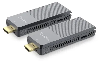 Produktbild von Digitus 4K Wireless HDMI Extender Set, 150 m, 4K/60Hz, 3840 x 2160 Pixel, AV-Sender & -Empfänger, 150 m, Kabellos, Schwarz, Grau, HDCP