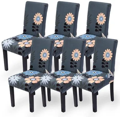 Immagine prodotto di Ibenzoa® Set di 6 copri-sedia elasticizzati – 92% poliestere/8% Spandex, lavabili in lavatrice, adatti a schienali da 45 a 65 cm e sedute da 38 a 45 cm, ideali per la sala da pranzo e per matrimoni