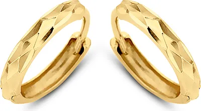 Produktbild von New Bling 9NBG-0048 - Gouden oorringen - 14 Karaat - Bewerkt - 12mm - Geel Goud