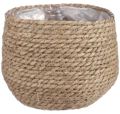 Obrázok produktu pre Sľudové dekorácie Kôš na rastliny Jorck - H19 x Ø22 cm - Morská tráva - svetlohnedý