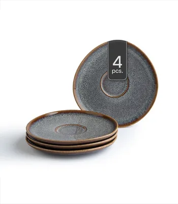 Produktbild von Kaffee-Untertassen - Ø 15 cm - Beige - Grau - mit Reaktivglasur - 4er Set