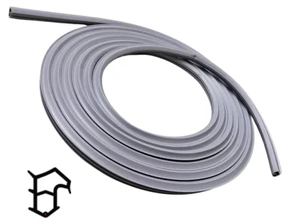 Stahl-Türdichtung grau, 5 m, 16 mm hoch, 13,8 mm breit