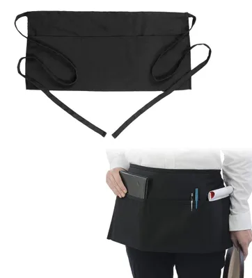 Schürze mit Taschen, schwarz, wasserabweisend, 60 x 30 cm