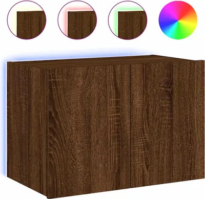 Produktbild von vidaXL TV-Wandschrank mit LED-Leuchten Braun Eichen-Optik 60x35x41 cm