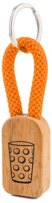 Produktbild von GIPFELWELLE Handgemachter Holz Schlüsselanhänger Kette Ring Paracord mit Gravur, 6 mm Segeltau, Damen Herren, Glas, Orange