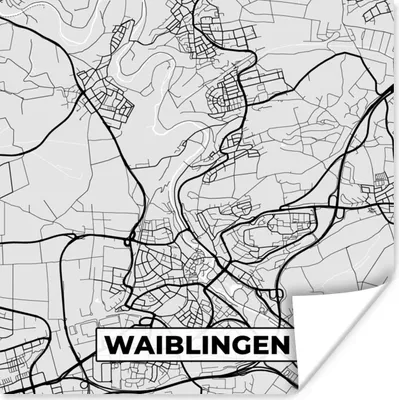 Produktbild von MuchoWow® Poster Karte - Waiblingen - Deutschland - Stadtplan - Karte 75x75 cm - Wand Dekoration
