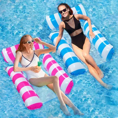Produktbild von 2er Set aufblasbare Wasserliege 4 in 1 Luftbett für Schwimmbad und Strand - Wasserspielzeug für Erwachsene und Kinder