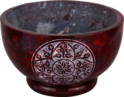 Produktbild von NKlaus Speckstein Räucherschale rot 12,5x8cm Blume des Lebens / Mandala Weihrauchgefäß 14858