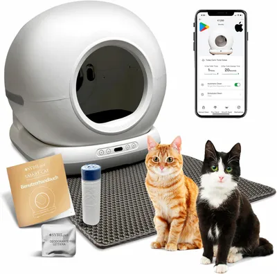 Immagine prodotto di Lettaia autopulente SYBILPET – Lettiera automatica per gatti con controllo tramite app, sistema anti-odore e capacità di 72 litri