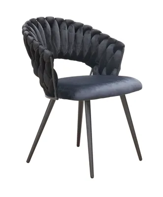 Produktbild von LC Home Esszimmerstuhl »Nancy« Flechtoptik Samt schwarz Armlehnstuhl Designerstuhl