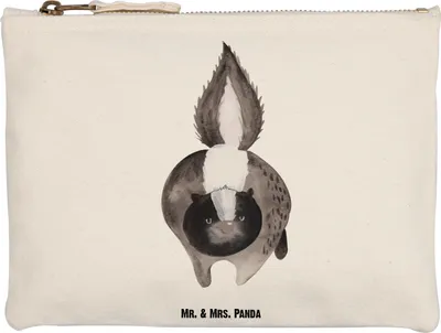 Produktbild von Mr. & Mrs. Panda Kosmetiktasche Stinktier Angriff Grösse XL Große - Weiß - Geschenk, Federtasche, Stoffbeutel, wütend, Waschtasche, Skunk, Etui, Raubtier, Pouch, Stinki