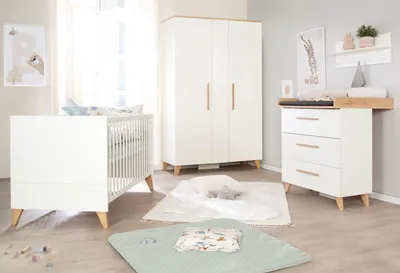 Produktbild von roba Babyzimmer Set Leon 3-teilig - Bestehend aus Kombi-Kinderbett 70x140 cm, Wickelkommode & 2,5-türigem Kleiderschrank