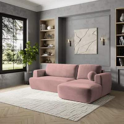 Produktbild von Masseno Ecksofa SENTI K R-S mit Schlaffunktion L-Form, Sofa mit Bettkasten, Wohnzimmersofa, Couch, Soffa, Bettsofa, Couchgarnitur- Rosa, KRONOS 27