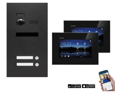Produktbild von WLAN Video Türsprechanlage BALTER EVO 2-Draht BUS Komplettsystem für 2-Familienhaus Schwarz-Karbon-Graphit