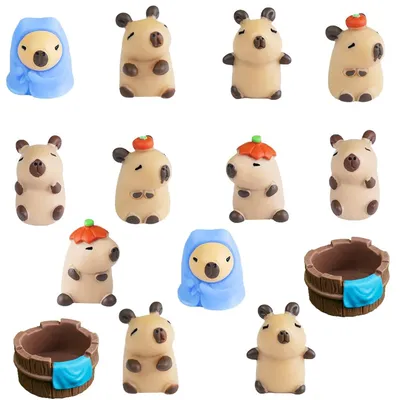 14 Mini-Capybara-Figuren, Torten-Dekoration, Cupcake-Topper
