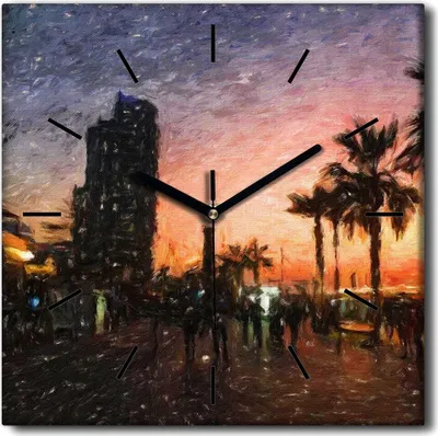 Produktbild von Coloray Uhr auf Leinwand 30x30 cm Wand Uhr Dekoration Wohnzimmer Segeltuch schwarze Hände -Landschaftsarchitektur