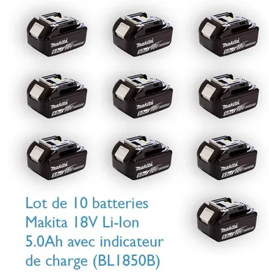 Image de Pack de 10 Batteries 18V Li-Ion LXT 5.0 Ah avec indicateur de charge - MAKITA BL1850BX10
