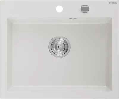 Immagine prodotto di Mexen Elix lavello in granito 1-vasca 600 x 500 mm, bianco, sifone cromato - 6525601005-20