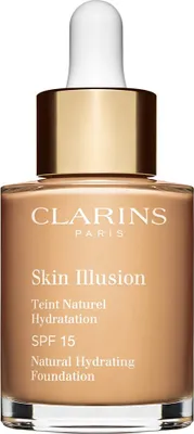 Productafbeelding van Clarins Skin Illusion, flesje met pipet, vloeibare foundation, universeel, hydraterend, egaliserend, verzachtend, lichtgewicht, beige