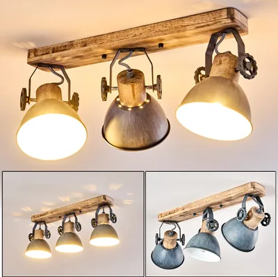 Produktbild von Cotes »Cotes« Deckenlampe aus Metall/Holz in Grau/Weiß/Braun, 3-flammig