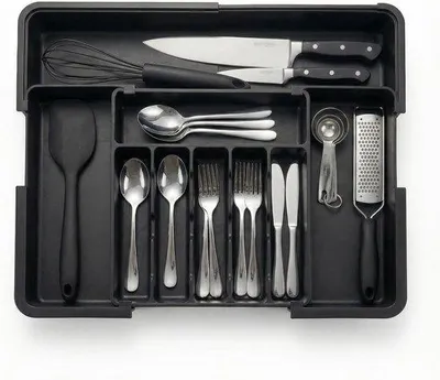 Produktbild von Bestecklade Organizer - Erweiterbar und Verstellbar - Schwarz
