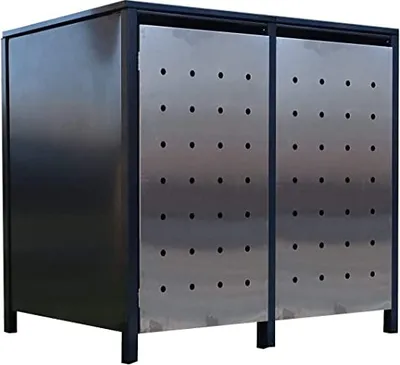 Produktbild von 2x Premium 240 Liter Tailor Mülltonnenboxen Stanzung 1 Anthrazit Tür-Edelstahl