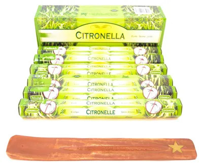 120 Wierookstokjes Citronella mit Aschenbecher