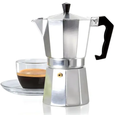 Obrázok produktu pre Taliansky kávovar Espresso Maker 6 šálok Klasický Moka kávovar Domáce kancelárske použitie 600 ml Strieborná nerezová oceľ Retoo