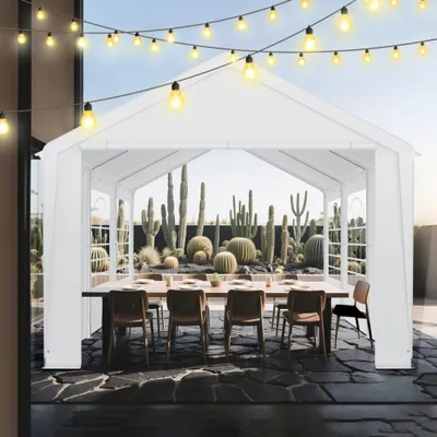 Obrázok produktu pre XMTECH párty stan pavilón 3x6 m vodotesný UV ochrana 50+ s odnímateľnými bočnými panelmi, záhradný pavilón svadobný stan 18m² s PE plachtou, stabilný a odolný voči poveternostným vplyvom - biely