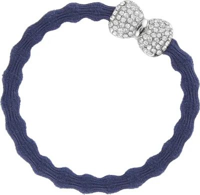 Obrázek produktu pro By Eloise London Silver Diamanté Bow Navy Blue