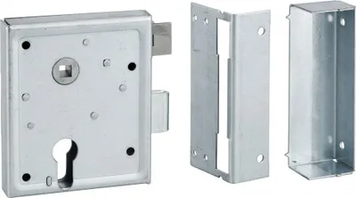 Image de Boitier de serrure en applique Alsace double entrée à fouillot pour entrée, réversible, axe 60mm, 100x117mm, zingué - THIRARD
