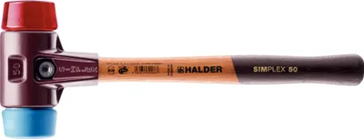 Produktbild von HALDER SIMPLEX TPE Weich-/Kunststoffhammer mit Tempergussgehäuse und Holzstiel - D=60 mm - 3016.060