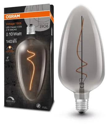 Obrázok produktu pre OSRAM Dimmbare LED žiarovky, Vintage-Edition, 15 W, E27, tvar C, 1800 Kelvin, Comfort teplá biela, Klares Glas, jedno balenie