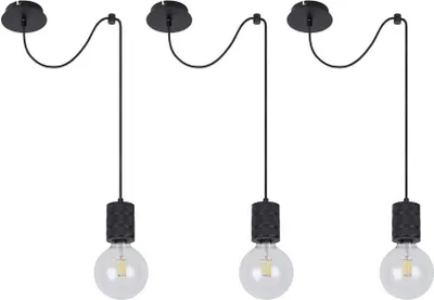 Produktbild von 3er Set Pendelleuchte, Metall Aluminium, schwarz H 160 cm