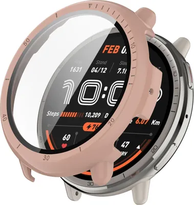 Produktbild von Für Amazfit Active 2 Kunststoff PC Smart Hülle Case + Tempered H9 Hart Glas Rosa