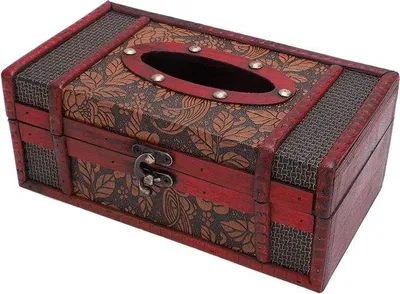 Obrázek produktu pro Dřevěná krabička na kapesníky s velkou kapacitou – z udržitelného dřeva, klasický povrch, vintage design