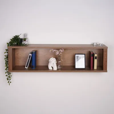 Produktbild von Modernes Selun Wandregal aus Holzwerkstoff in Eiche Dunkelbraun mit ABS Kanten (B130xH32xT25 cm)