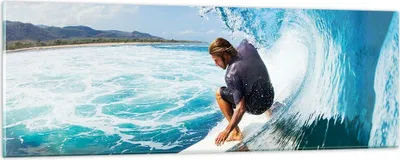 Produktbild von Bilder auf glas - Surfen Surfer Ozean Welle - 90x30cm - Glasbilder - Wandbilder - Kunstdruck - zum Aufhängen bereit - Wanddekoration aus Glas - Glas Bilder - Wandbild auf Glas - GAB90x30-2785